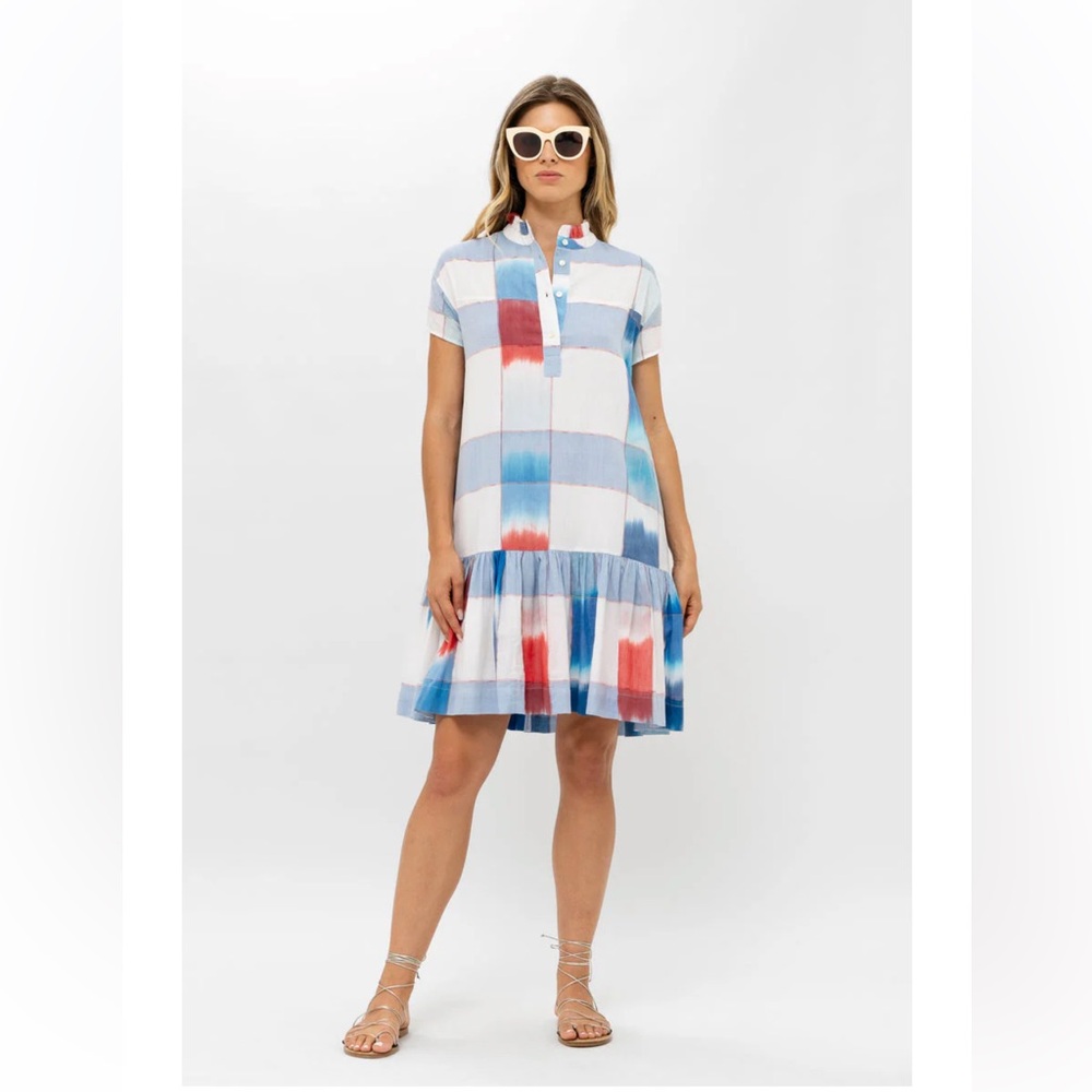 OLIPHANT
Montauk Blue Cap Sleeve Mini Dress
Size: medium
